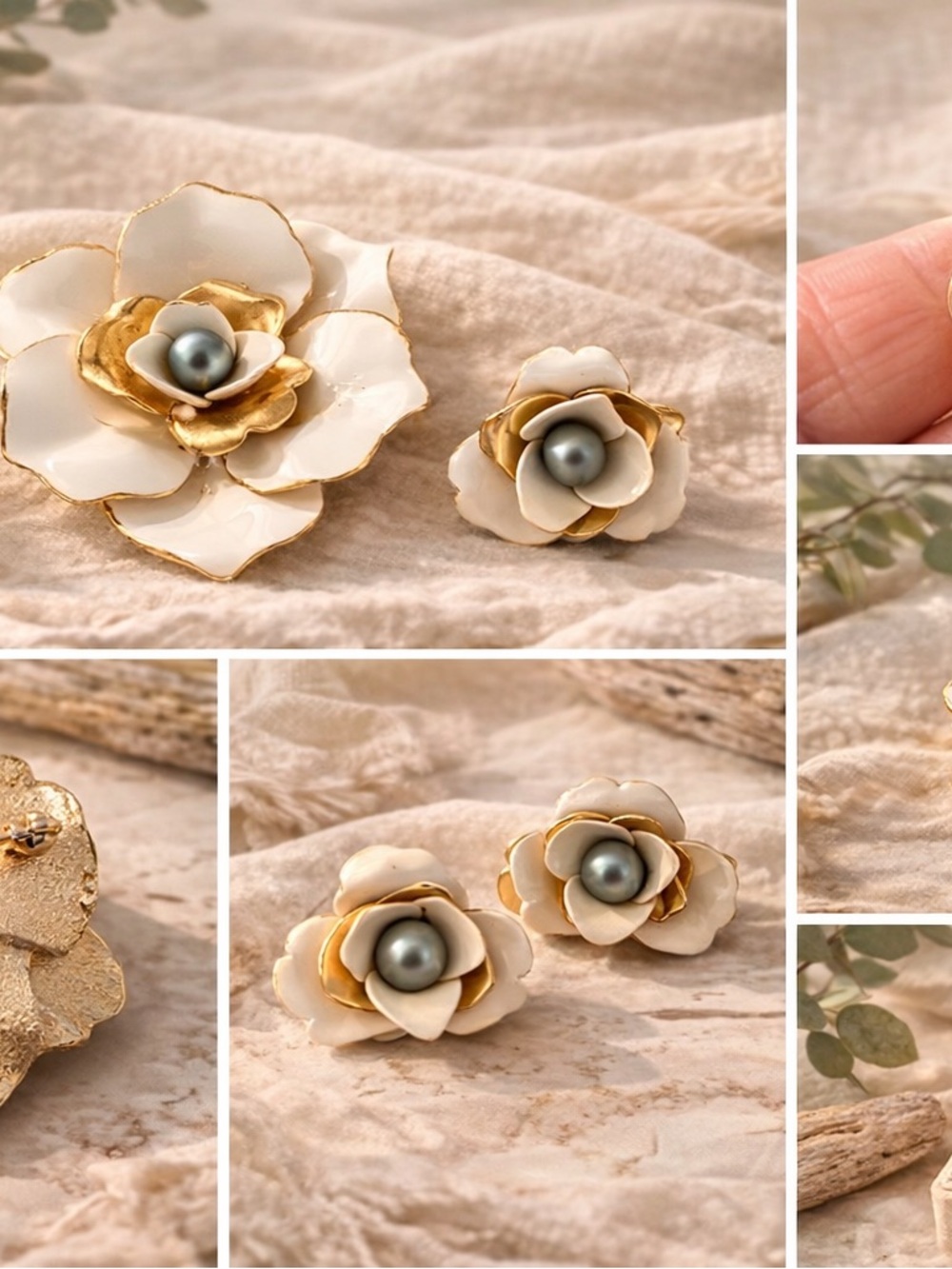 🌺Vintage Sarah Coventry Camellia Set 1962 Enamel Brooch & Clip Earrings